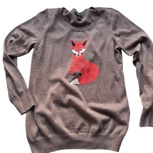 MANNA MODA Women's L Fox Animal Round Neck L/S Sweater Fairy Whimsical